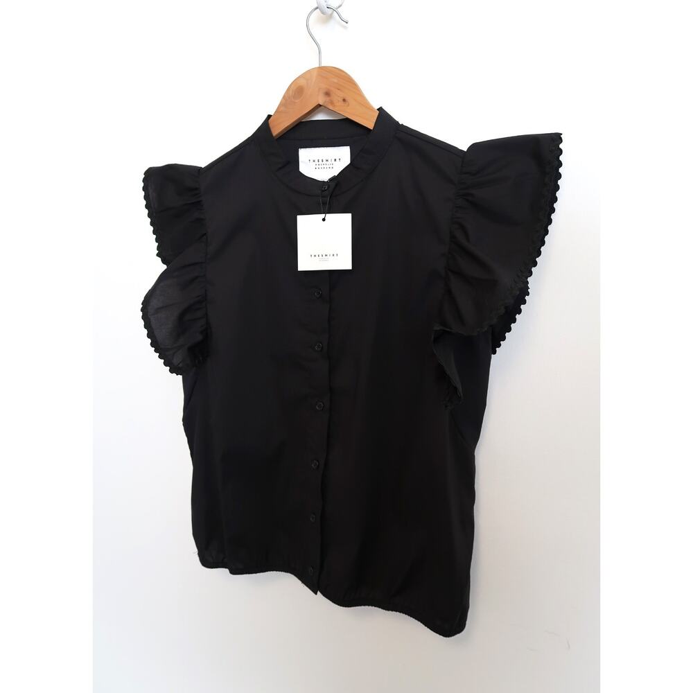 THE SHIRT ROCHELLE BEHRENS Spring Flutter Sleeve Shirt Top Tuckernuck S NWT $175